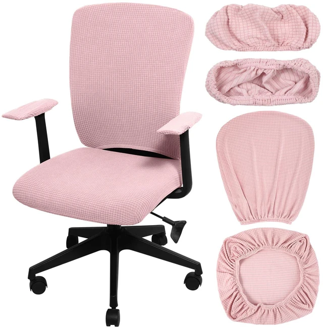 Main image of 4 Pcs Office Chair Covers Stretchable Armrest Seat,XL,Pale Pink Universal Fit Office Desk Chairs, Protective Seat Backrest Slipcovers, Stretchable Prevent Wear, Easy Install for Rotating