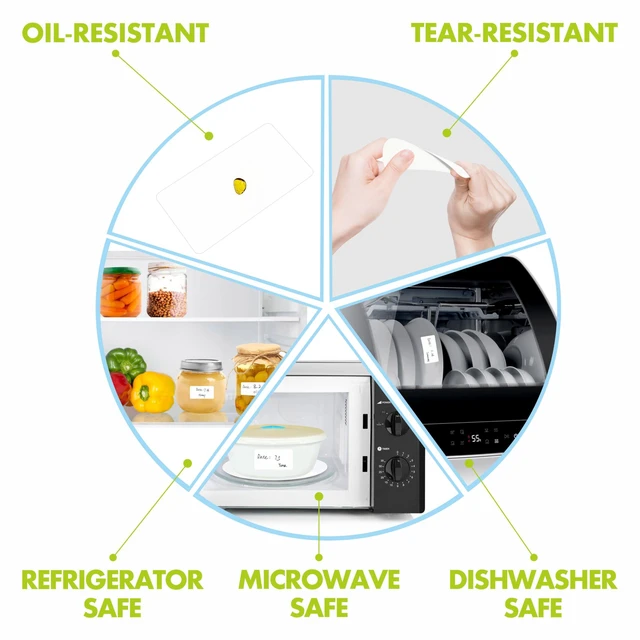 Alt view image 5 of 7 - 2000 Removable Freezer Labels, Water/Oil/Tear Resistant Blank Food Stickers with Perforation Line for Refrigerator, Food Containers, Jars, Pantry Organization (1 x 2, 2 Rolls)