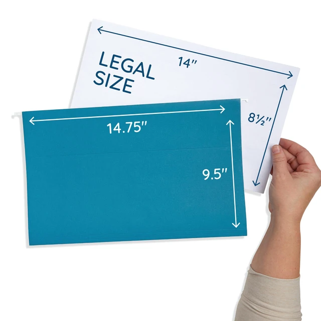 Alt view image 5 of 7 - 25 Hanging File Folders, Legal Size, Jewel Tones Reinforced 11pt, 1/5 Cut Tabs, Tabs and Inserts Included, Color-Coded Filing for Cabinet, Home, and Office