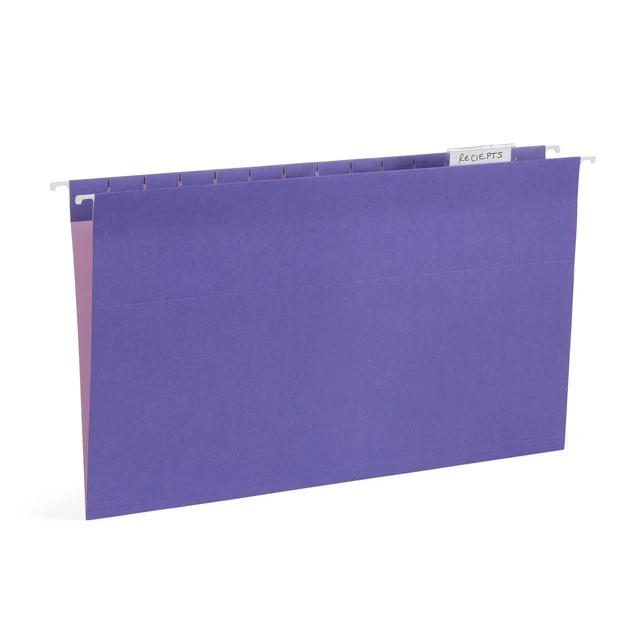 Alt view image 7 of 7 - 25 Hanging File Folders, Legal Size, Jewel Tones Reinforced 11pt, 1/5 Cut Tabs, Tabs and Inserts Included, Color-Coded Filing for Cabinet, Home, and Office