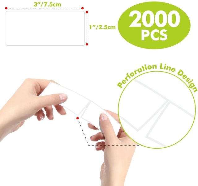 Alt view image 3 of 7 - Removable Freezer Labels, 2000 PCS Water/Oil/Tear Resistant Blank Stickers White Food Labels with Perforation Line for Refrigerator, Food Containers, Jars, Pantry Organization (1 x 3, 2 Rolls)