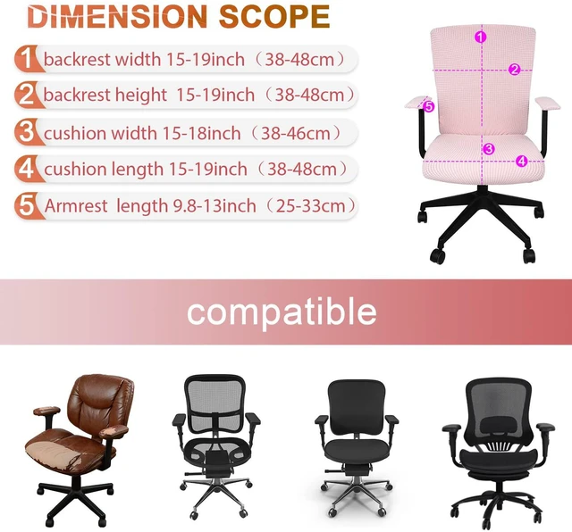 Alt view image 2 of 7 - 4 Pcs Office Chair Covers Stretchable Armrest Seat,XL,Pale Pink Universal Fit Office Desk Chairs, Protective Seat Backrest Slipcovers, Stretchable Prevent Wear, Easy Install for Rotating