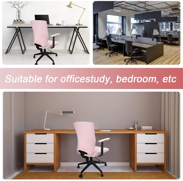 Alt view image 6 of 7 - 4 Pcs Office Chair Covers Stretchable Armrest Seat,XL,Pale Pink Universal Fit Office Desk Chairs, Protective Seat Backrest Slipcovers, Stretchable Prevent Wear, Easy Install for Rotating