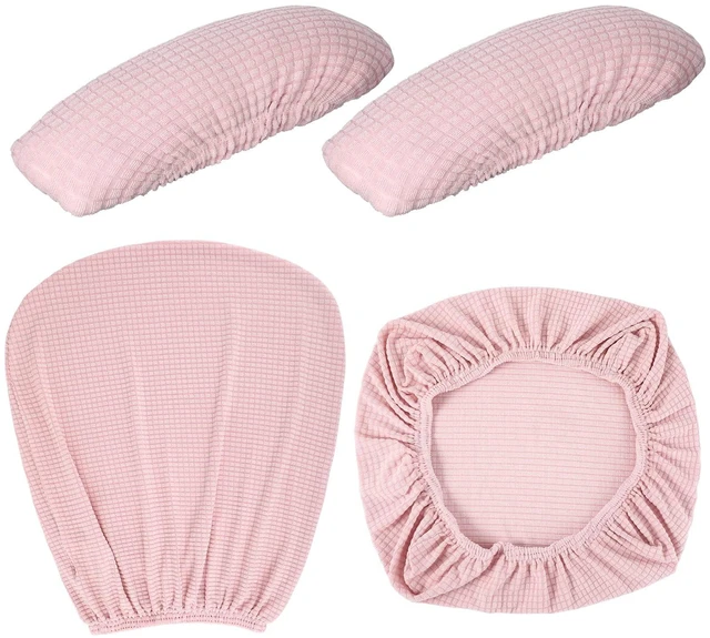 Alt view image 7 of 7 - 4 Pcs Office Chair Covers Stretchable Armrest Seat,XL,Pale Pink Universal Fit Office Desk Chairs, Protective Seat Backrest Slipcovers, Stretchable Prevent Wear, Easy Install for Rotating