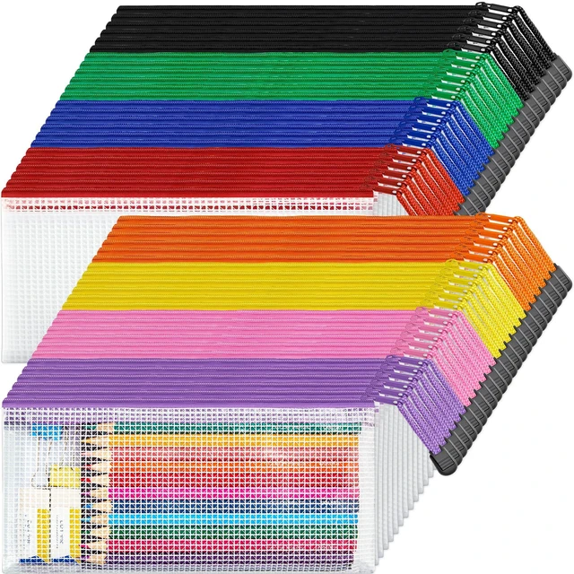 Main image of A6 Size Mesh Zipper Pouch Bags, Waterproof Pencil Pouches, 48 Pack Waterproof Pencil Pouch for School Supplies Storage, Small Zipper Pouches (9.3× 4 in) for Cash, Cosmetics, Travel, 10 Colors