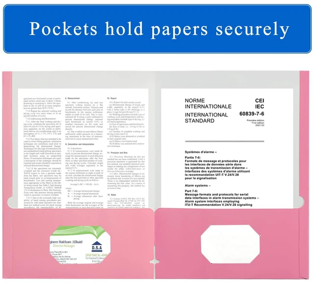 Alt view image 4 of 4 - File folders with Pockets,Pink Two folders for documents,100 Pack Paper Folders with Card Slot,Letter Size,School Students,Business,Home and Office Workers