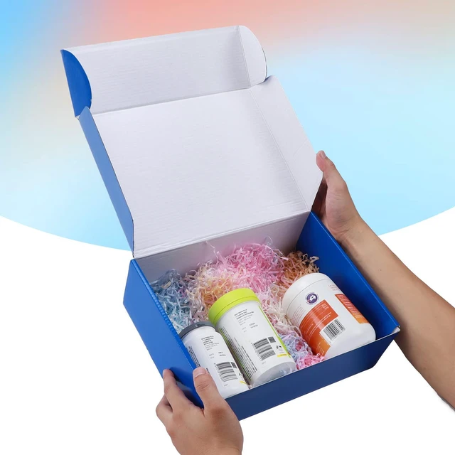 Alt view image 2 of 6 - 20 Pack 12x9x4 in Cardboard Shipping Boxes, Royal Blue Gift Box Bright Color, Tuck Top, Quick Fold, Easy Assemble, Shape Well, Single Corrugated, Shirt, Shoe, Small Business Packaging