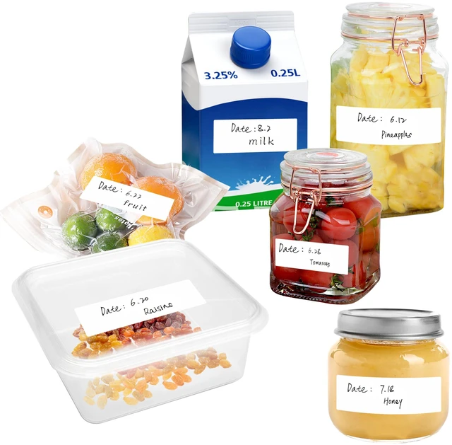Alt view image 7 of 7 - Removable Freezer Labels, 2000 PCS Water/Oil/Tear Resistant Blank Stickers White Food Labels with Perforation Line for Refrigerator, Food Containers, Jars, Pantry Organization (1 x 3, 2 Rolls)