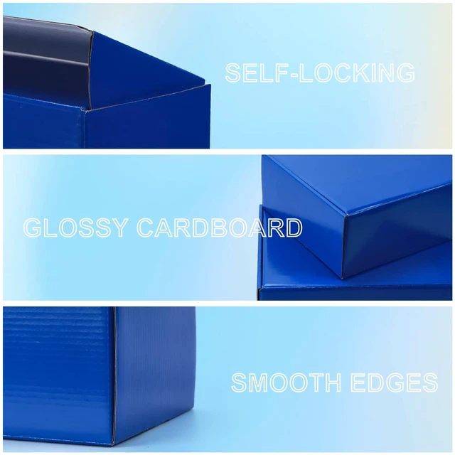 Alt view image 3 of 6 - 20 Pack 12x9x4 in Cardboard Shipping Boxes, Royal Blue Gift Box Bright Color, Tuck Top, Quick Fold, Easy Assemble, Shape Well, Single Corrugated, Shirt, Shoe, Small Business Packaging