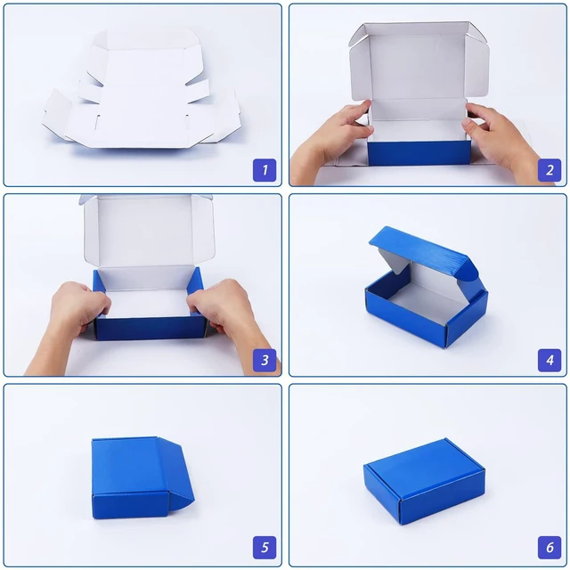 Alt view image 6 of 6 - 20 Pack 12x9x4 in Cardboard Shipping Boxes, Royal Blue Gift Box Bright Color, Tuck Top, Quick Fold, Easy Assemble, Shape Well, Single Corrugated, Shirt, Shoe, Small Business Packaging