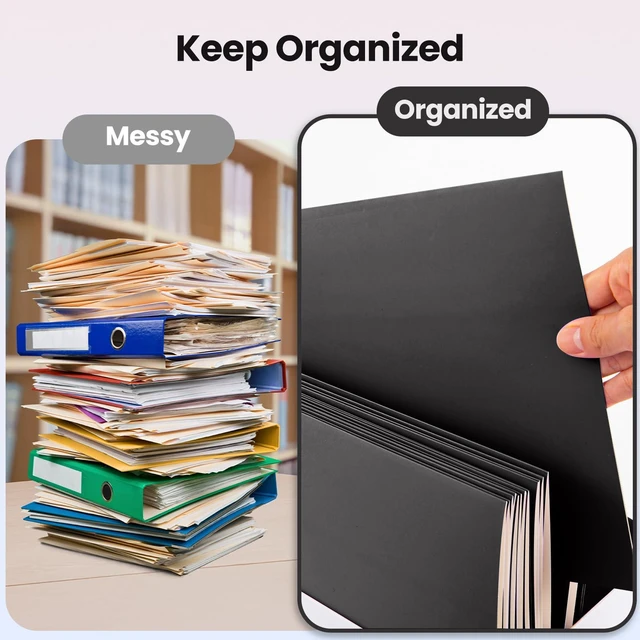 Alt view image 3 of 6 - ® 100 Packs Black File Folders,Paper Folder Surface with Waterproofing,Letter Size,Holds 100 Plus Sheets,for School,Office,Business. (100, Black)