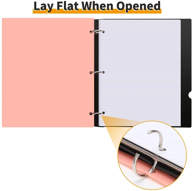 Alt view image 2 of 7 - 4 Pcs 360° Pivotable 3 Ring Binder, Soft 1 inch Binders 3 Ring, Flexible Thin Soft Three Ring Binder Fits 8.5" x 11", for Home, School and Office-Blue, Green, Pink, Purple