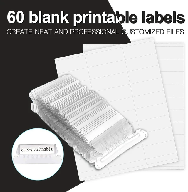 Alt view image 5 of 7 - Hanging File Folders, 60 Pack Reinforced Letter Size Hanging Folders, Designed for Bulky Files, Filing Cabinet, 1/5-Cut Adjustable Tabs (Black)