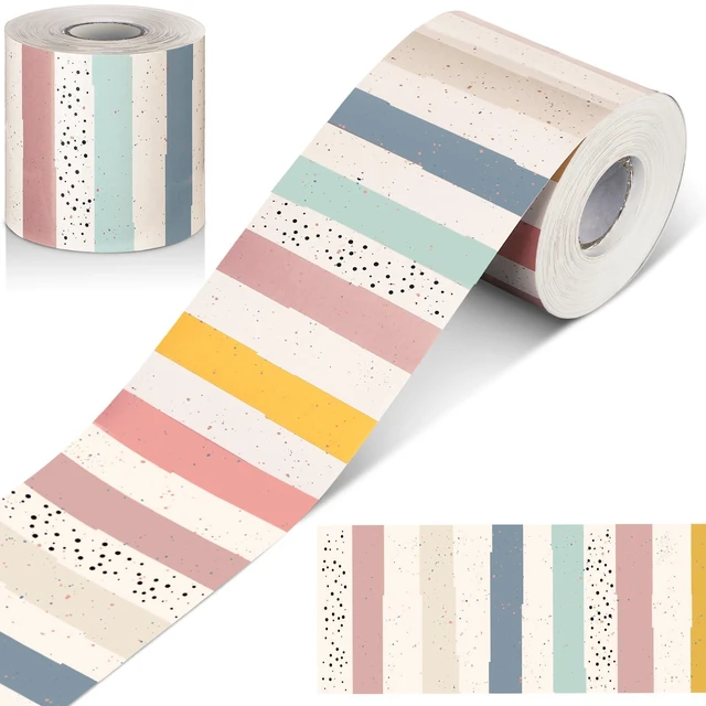 Main image of Classroom Bulletin Board Border Stripe 65 Ft,Boho Straight Edge Rolled Paper, Classroom Bulletin Boards Decoration, Teacher Supplies, School Displays, Versatile Home Decor