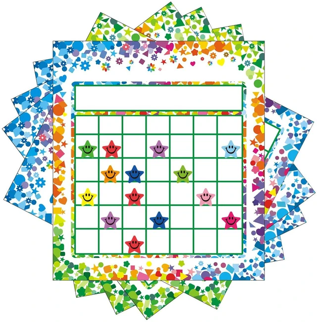 Alt view image 5 of 7 - 100 Pack Incentive Reward Chart for Students, 2 Designs Incentive Behavior Chart with 2400 Star Stickers Students Chore Sticker Chart at Home