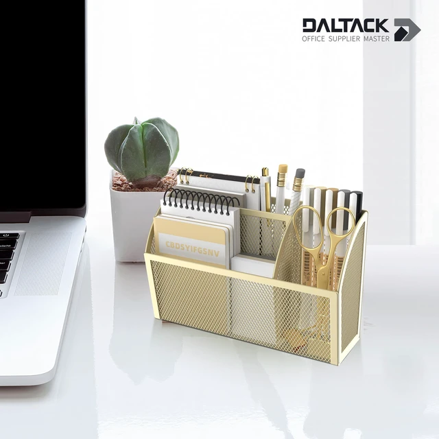 Alt view image 2 of 7 - 3-Grid Magnetic Pencil Holder, Strong Magnet Locker Organizer, Yellow Mesh Magnetic Shelf, Marker Holder Perfect for Whiteboard, Refrigerator and Locker Accessories