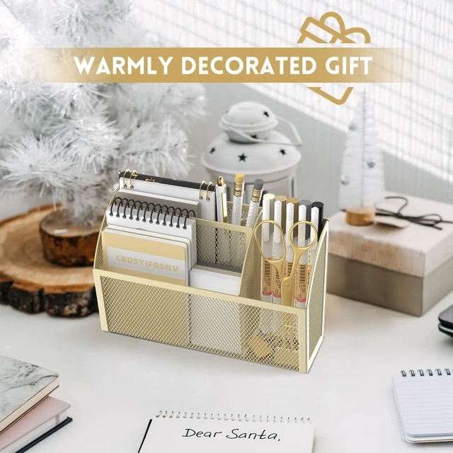 Alt view image 5 of 7 - 3-Grid Magnetic Pencil Holder, Strong Magnet Locker Organizer, Yellow Mesh Magnetic Shelf, Marker Holder Perfect for Whiteboard, Refrigerator and Locker Accessories
