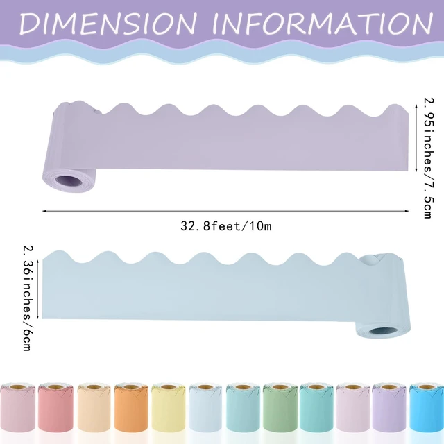 Alt view image 2 of 7 - 12 Rolls 393.6 Feet Scalloped Classroom Borders - Macaron Colors Trim for Bulletin Board Decorations