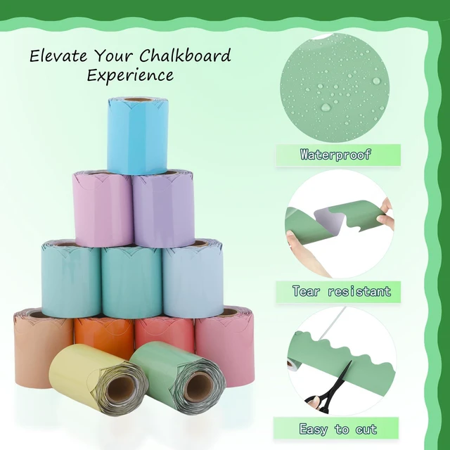 Alt view image 3 of 7 - 12 Rolls 393.6 Feet Scalloped Classroom Borders - Macaron Colors Trim for Bulletin Board Decorations
