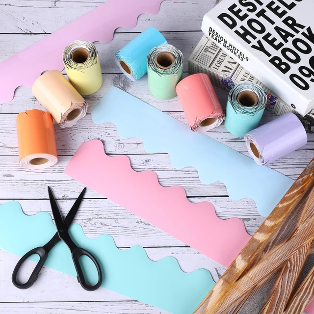 Alt view image 4 of 7 - 12 Rolls 393.6 Feet Scalloped Classroom Borders - Macaron Colors Trim for Bulletin Board Decorations