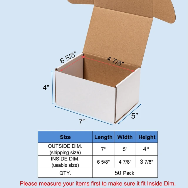 Alt view image 2 of 6 - 7x5x4 Inches Shipping Boxes 50 Pack Corrugated Cardboard White Box Medium White Literature Mailer Bulk Packaging Supplies