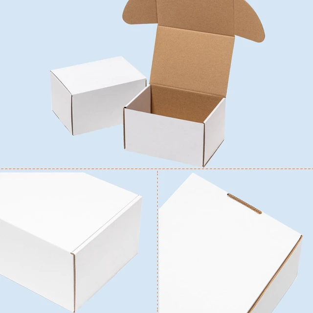 Alt view image 5 of 6 - 7x5x4 Inches Shipping Boxes 50 Pack Corrugated Cardboard White Box Medium White Literature Mailer Bulk Packaging Supplies