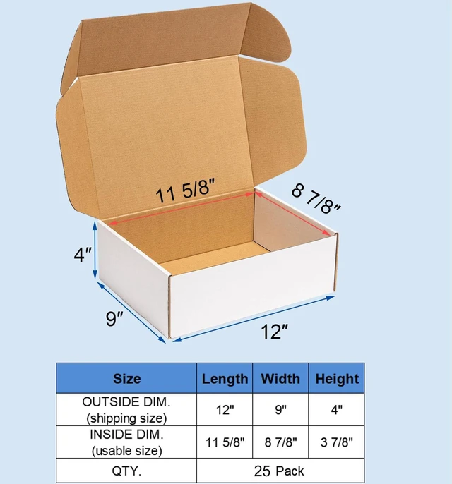 Alt view image 2 of 5 - Shipping Boxes 12x9x4" 25 Pack White Corrugated Cardboard Mailer Literature Mailer Packaging Supplies Mailing Boxes for Small Business