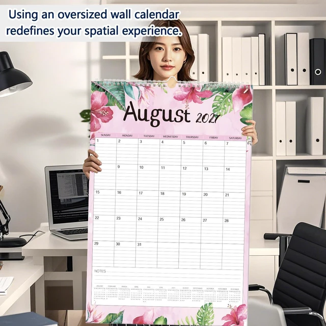 Alt view image 4 of 7 - Extra Large Wall Calendar 2026,36"x 24" Vertical Jumbo Hanging Wall Planner, 19-Month Aesthetic Large Calendar Jun. 2026 to Dec. 2027 with Thick Paper Watercolor Design for Easy Organizing