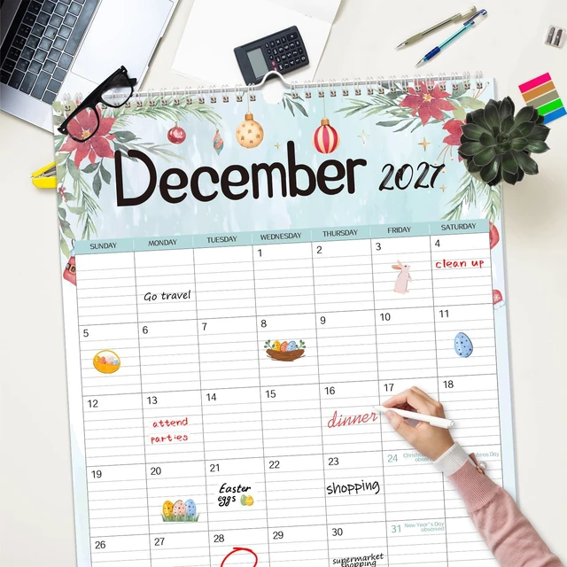 Alt view image 6 of 7 - Extra Large Wall Calendar 2026,36"x 24" Vertical Jumbo Hanging Wall Planner, 19-Month Aesthetic Large Calendar Jun. 2026 to Dec. 2027 with Thick Paper Watercolor Design for Easy Organizing