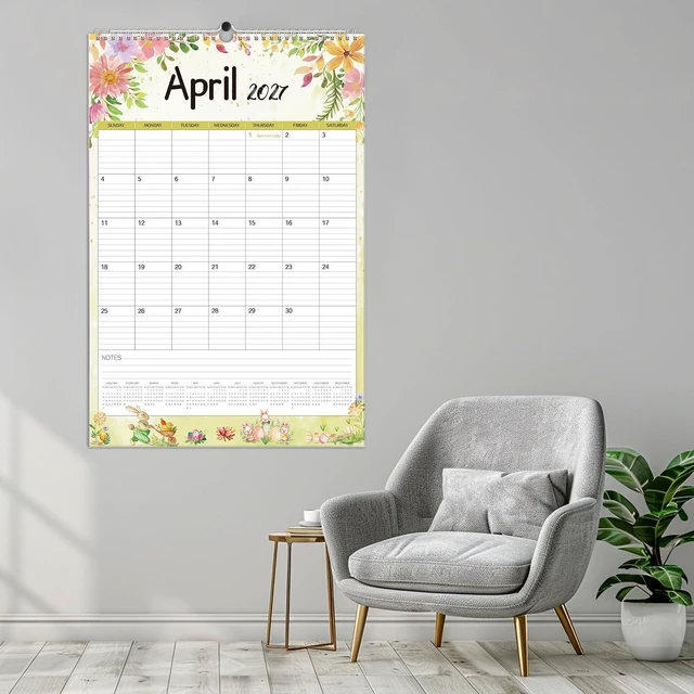 Alt view image 5 of 7 - Extra Large Wall Calendar 2026,36"x 24" Vertical Jumbo Hanging Wall Planner, 19-Month Aesthetic Large Calendar Jun. 2026 to Dec. 2027 with Thick Paper Watercolor Design for Easy Organizing