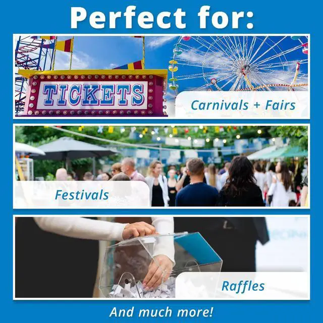 Alt view image 5 of 7 - Raffle Tickets Roll, Assorted 5-Pack, 1,000 Tickets per Roll Premium raffle tickets roll, ideal for 50/50 raffles, fundraisers, door prizes, school carnivals, parties, community events