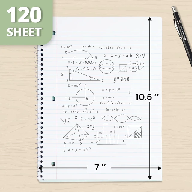 Alt view image 2 of 7 - 3 Subject Spiral Notebook College Ruled, 240 Pages 120 Sheets, 8 x 10.5 in, 3 Dividers, Double-Sided Pockets, School Notebook, Study, Homework, Students