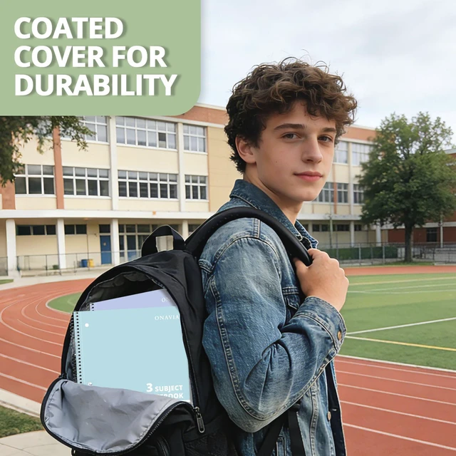 Alt view image 7 of 7 - 3 Subject Spiral Notebook College Ruled, 240 Pages 120 Sheets, 8 x 10.5 in, 3 Dividers, Double-Sided Pockets, School Notebook, Study, Homework, Students