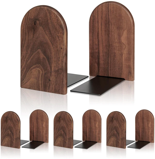 Main image of Book Ends,4 Pack Medium Bookends Wood Book Ends Universal Economy Bookend (4, Medium)