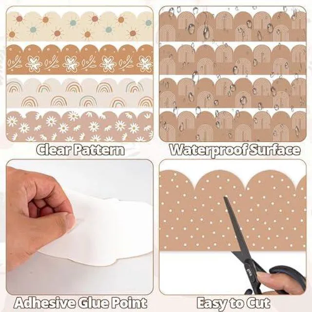 Alt view image 4 of 7 - 168ft Boho Bulletin Board Borders, Boho Classroom Decorations, Retro Floral Daisy Sun Rainbow Dot Trim Borders for Teacher School Supplies Classroom Door Wall Decor, 6 Styles