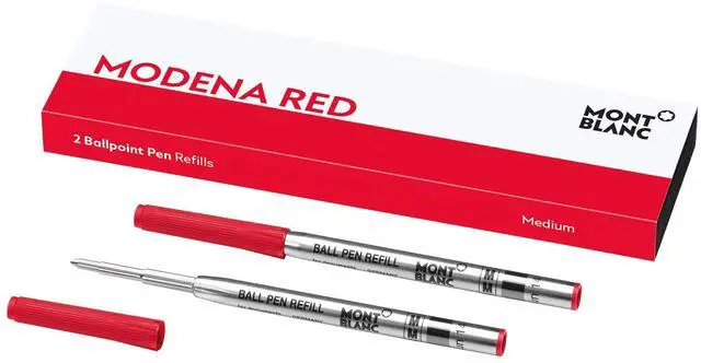 Main image of Ballpoint Pen Refills (M) Modena Red 124516 Refill Cartridges with a Medium Tip for Ball Pens 2 x Red Ballpoint Refills