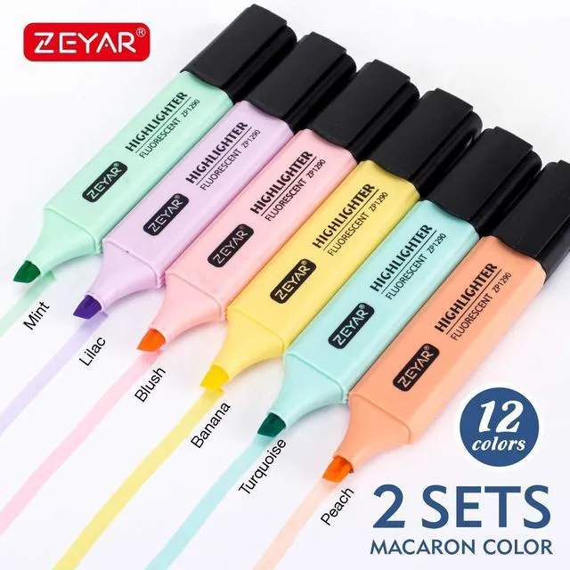 Alt view image 3 of 7 - Highlighter, Macaron Colors Chisel Tip Marker Pen, AP Certified, Assorted Colors, Water Based, Quick Dry(2 Sets Macaron)