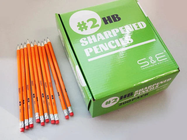 Alt view image 2 of 7 - #2 Pencils, 200 Pack Pre-sharpened, HB Lead Bulk Box, With Erasers, Ideal for Standardized Tests, Classroom & Home, No. 2 Pencil Back to School