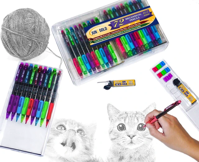 Alt view image 4 of 5 - 72 Mechanical Pencils, 0.7 mm HB #2, 220 Lead & 16 Eraser Refills 2 Lead Dispensers, Break Resistant Graphite, Convenient Side Click, Soft Non-Slip Grip