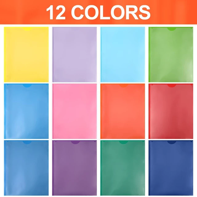 Alt view image 4 of 7 - 72 Plastic Folders with 3 Prongs Bulk, Mix Colors Heavy Duty Folders with Clear Front Pockets and Card Slots Folder with Fasteners Fit Letter-size Paper for Work School Office