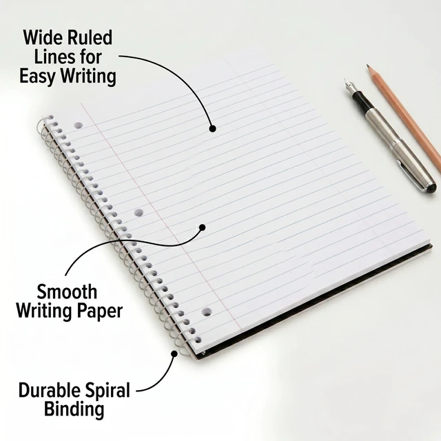 Alt view image 4 of 7 - Bulk Notebooks (50 Pack), One Subject Notebooks Wide Ruled, 140 Pages (70 Sheets),Spiral Bulk Notebooks for Kids, School Supplies, Journaling, Note Taking, Students, and Work