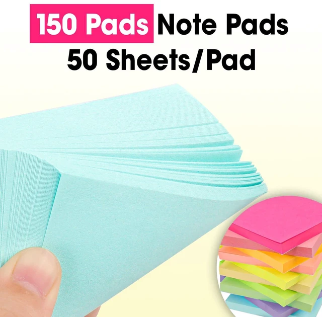 Alt view image 4 of 7 - 150 Pads Sticky Notes 3x3, Self-Stick Pads Bulk Bright Colors, School Supplies, Office Products, 50 Sheet/Pad