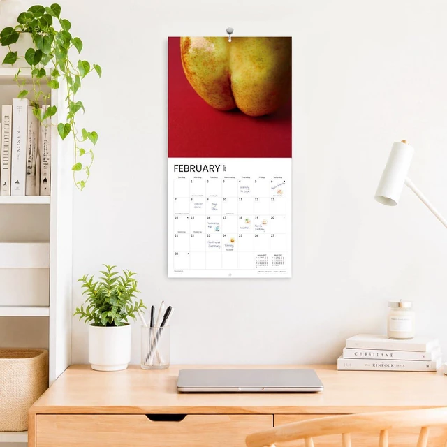 Alt view image 2 of 7 - Funny White Elephant Gag Gift Calendar, Funny Calendar 2027 for Wall 12x12 Inches with 12 Months from January 2027 to December 2027, Thick Glossy Paper, 12" x 24" (Open), Natures Butts