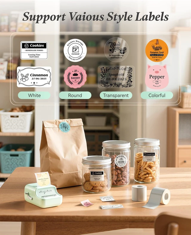 Alt view image 5 of 7 - B21 Label Maker, 2 Inch Portable Inkless Label Machine, Mint Green Thermal Label Printer with 1 Pack 50x30mm White Label for Home/Office/Business, Compatible with iOS & Android