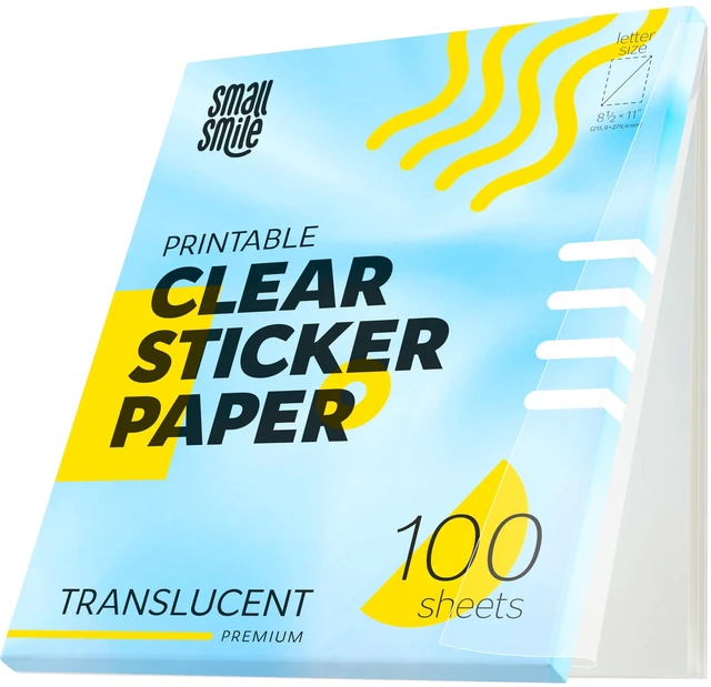 Main image of 95% Clear Sticker Paper for Inkjet Printer and Laser 100 Sheets, 8.5x11 Transparent Sticker Paper, Printable Vinyl, Waterproof Clear Labels for DIY Stickers & Decals