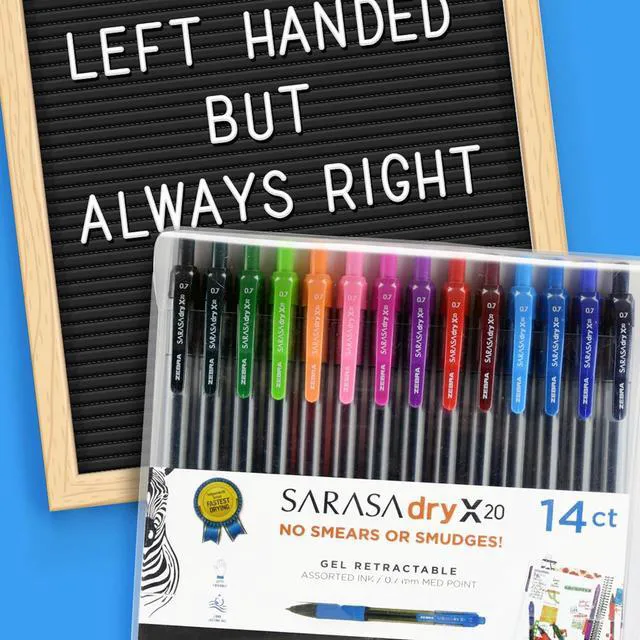 Alt view image 6 of 6 - SARASA X20 Retractable Gel Pen, Assorted Ink, 0.7mm, 14-Pack Rapid-Dry Ink, Smear-Resistant, Ideal for Left-Handed Writers, Note-Taking, Office, School Supplies, Medium Point Tip (46824)