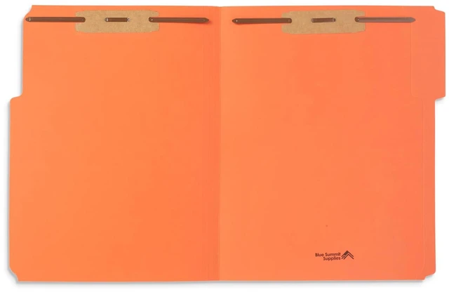 Alt view image 4 of 6 - 50 Orange Fastener File Folders, Letter, 2 Prong Durable 11pt Orange Paper, Letter Size, 1/3 Cut Reinforced Tabs, Bonded 2 Prong Fasteners, Medical and Office Files