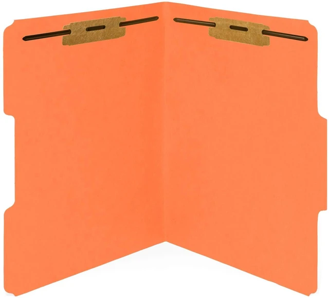 Alt view image 5 of 6 - 50 Orange Fastener File Folders, Letter, 2 Prong Durable 11pt Orange Paper, Letter Size, 1/3 Cut Reinforced Tabs, Bonded 2 Prong Fasteners, Medical and Office Files