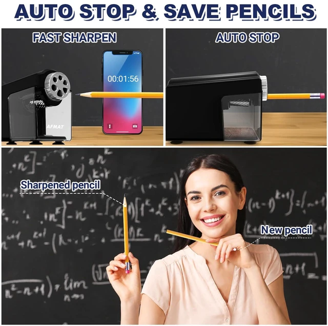 Alt view image 3 of 6 - Electric Pencil Sharpener Heavy Duty, 6-Hole Classroom Pencil Sharpener for 6-11mm Pencils, Auto Stop Pencil Sharpeners Plug in, 10,000+ Sharpenings, Save Colored Pencils, PSX4
