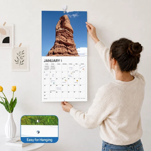 Alt view image 4 of 7 - Funny Calendar 2027 for White Elephant Gift, Large Wall calendar 12x12 Inches with 12 Months from January 2027 to December 2027, Thick Glossy Paper, 12" x 24" (Open)